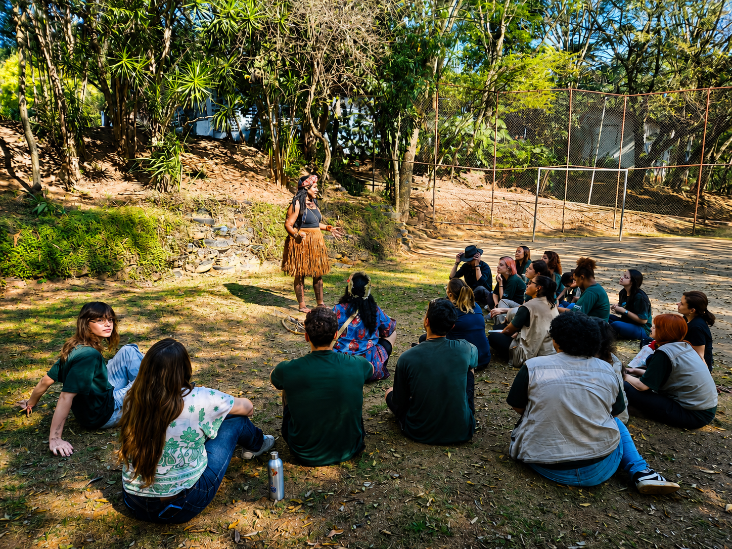 Vivência ao ar livre durante a construção coletiva